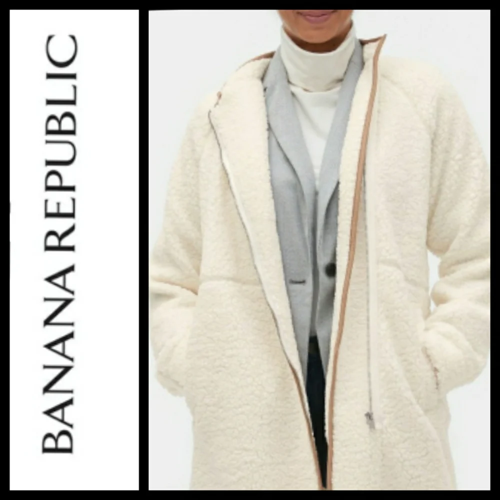 BANANA REPUBLIC SHERPA COAT CREAM TAN X-SMALL WOMENS X-SMALL NWOT